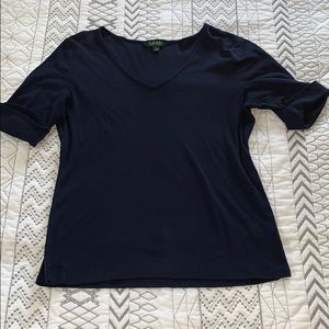 Ralph Lauren Navy blue shirt sleeve blouse size L